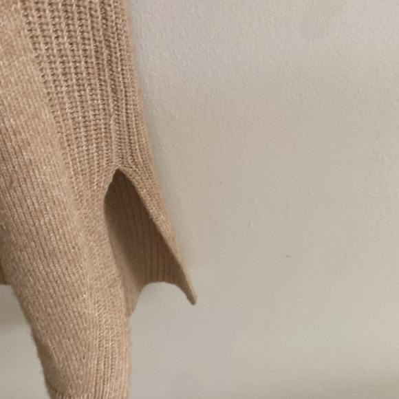 Loft V Neck Tunic Length Tan Sweater - Picture 3 of 5